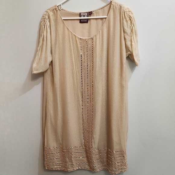 Anthropologie Rehane Mirror Trim Tunic Dress, Size Petite Large - Picture 2 of 9